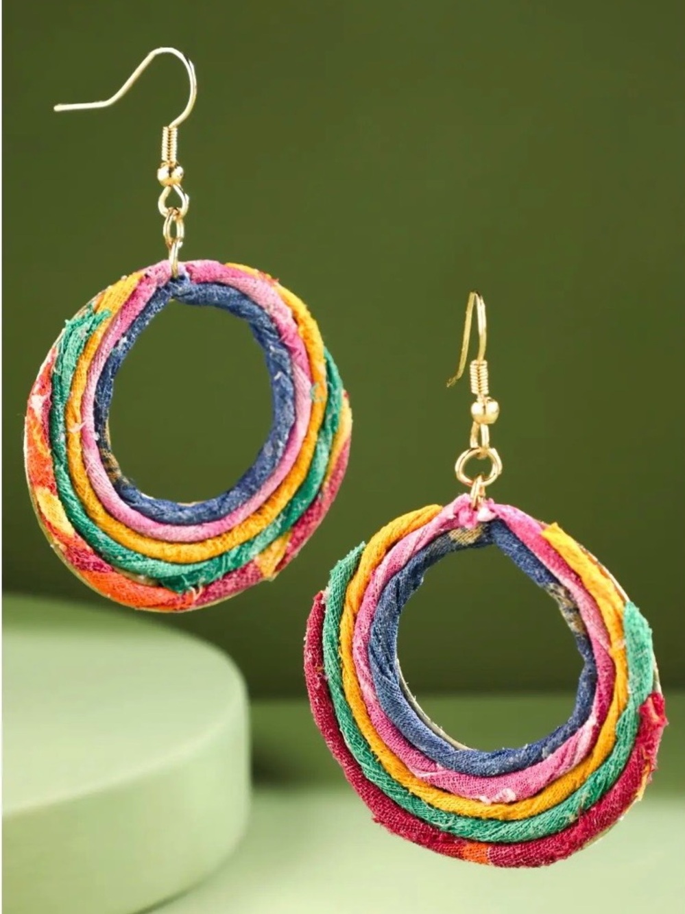 Handmade Upcycled Sari Hoop Earrings | Fair Trade | India | Boho